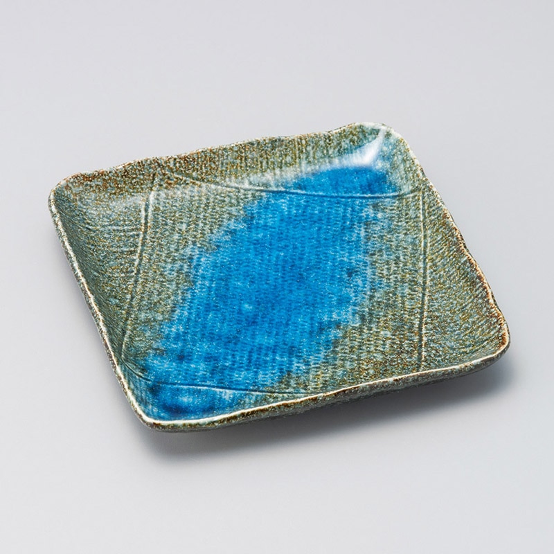 山万 23317-130 青流し18cm正角皿  1個（ご注文単位1個）【直送品】