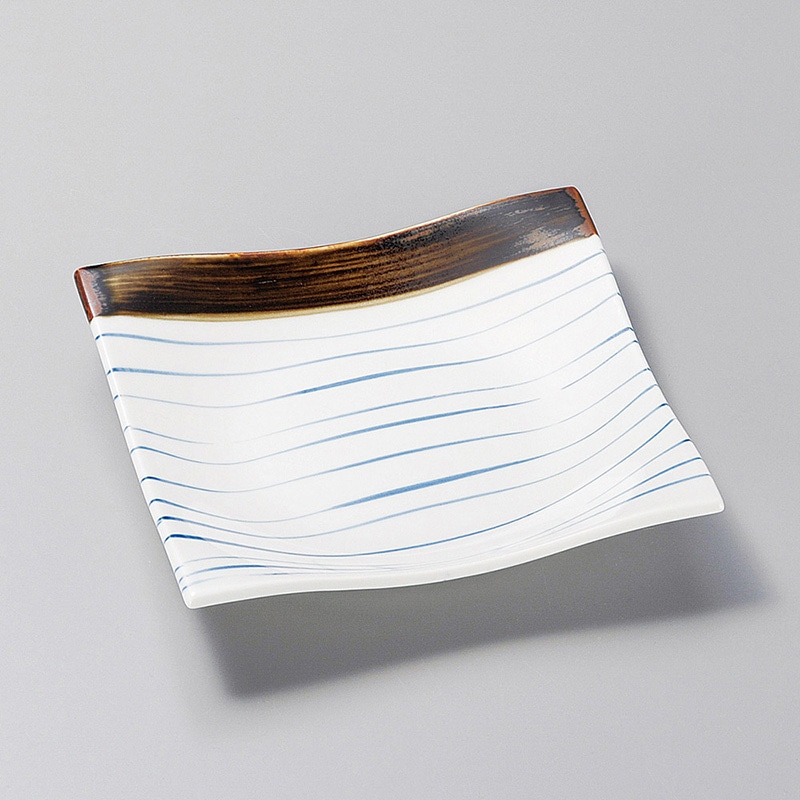 山万 29322-130 サビ呉須十草正角皿  1個（ご注文単位1個）【直送品】