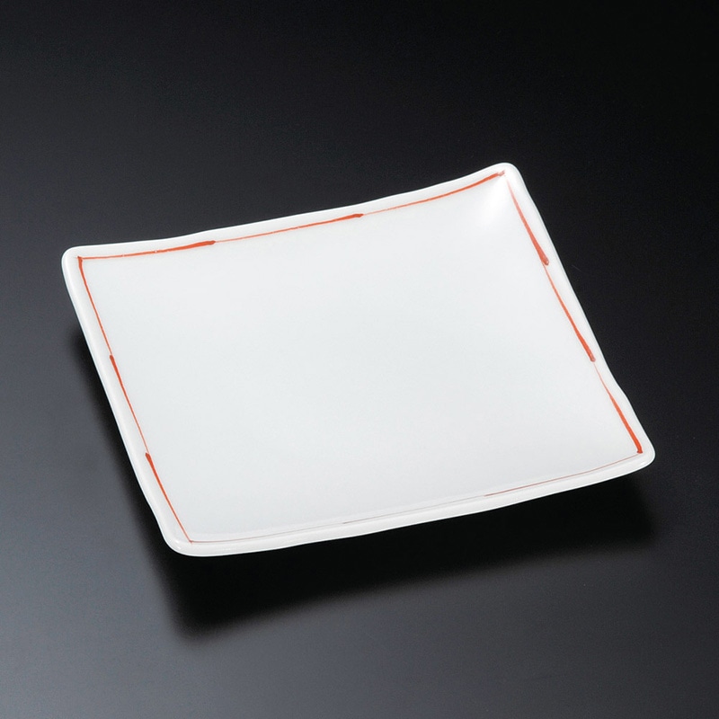 山万 29320-580 赤ライン6.0正角皿  1個（ご注文単位1個）【直送品】