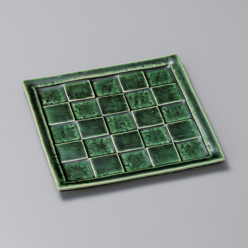 山万 22617-570 織部市松6.0スクエア皿  1個（ご注文単位1個）【直送品】