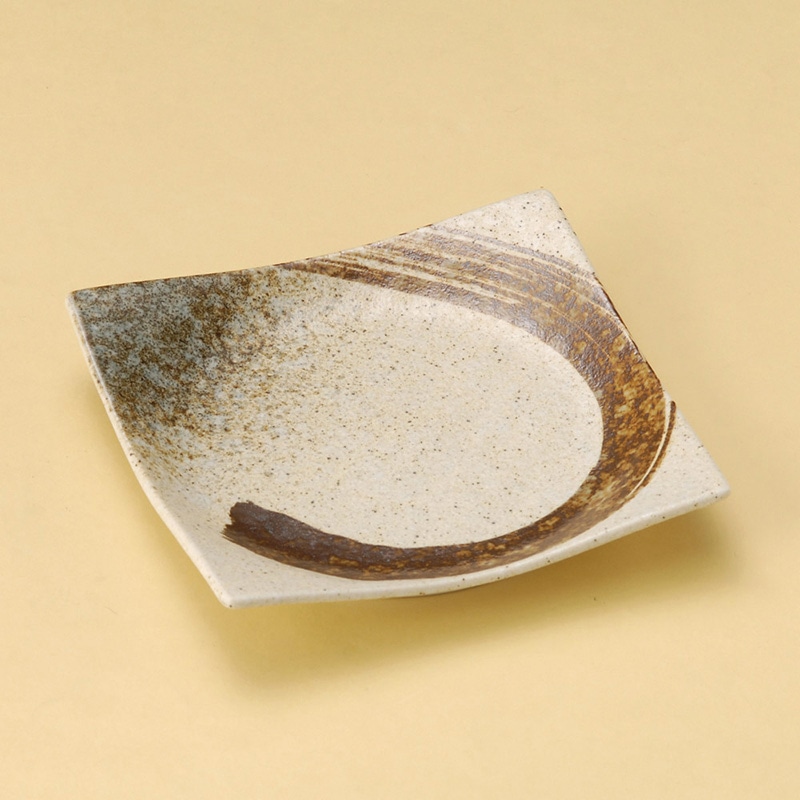 山万 23320-270 志野サビ刷毛正角5.5皿  1個（ご注文単位1個）【直送品】