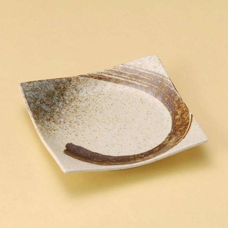 山万 23321-270 志野サビ刷毛正角4.5皿  1個（ご注文単位1個）【直送品】