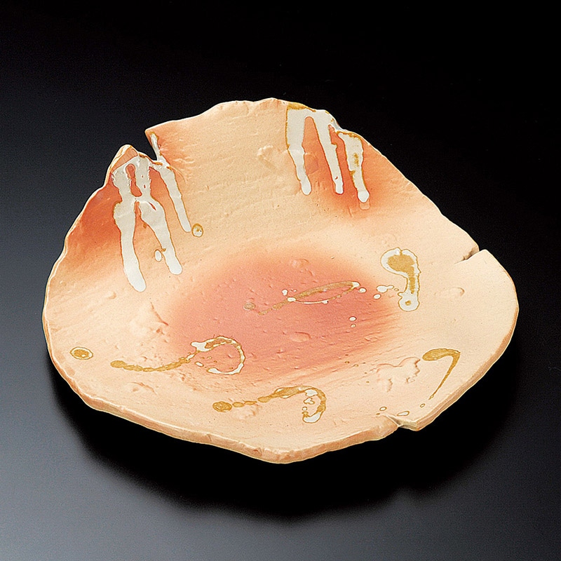 山万 23418-170 焼〆灰釉流し片上り8.5皿 1個(ご注文単位1個)【直送品】