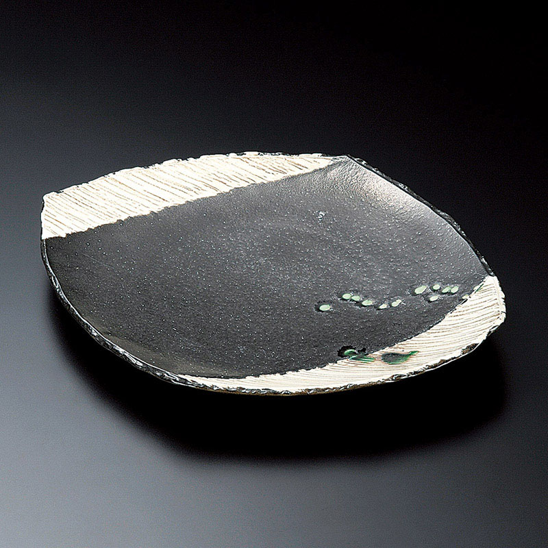 山万 23424-100 黒織部大皿  1個（ご注文単位1個）【直送品】