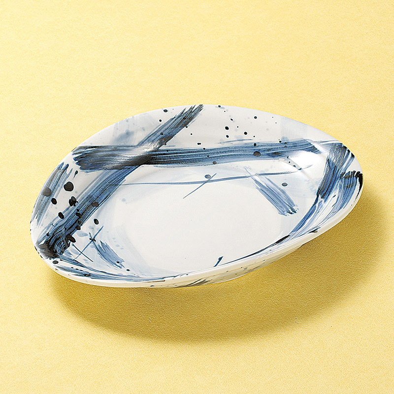 山万 23505-170 呉須格子たわみ9寸皿  1個（ご注文単位1個）【直送品】