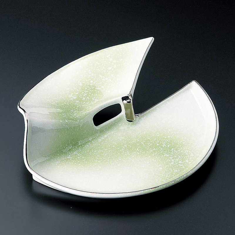 山万 23417-140 ヒワ白吹二段前菜皿 1個(ご注文単位1個)【直送品】