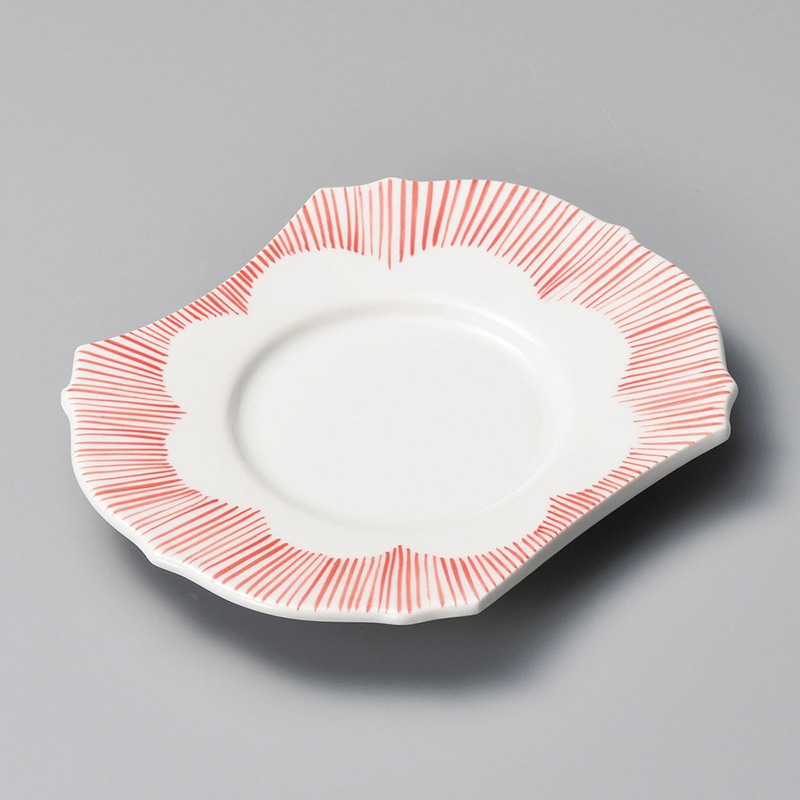 山万 23422-170 赤十草両切七寸皿 1個(ご注文単位1個)【直送品】