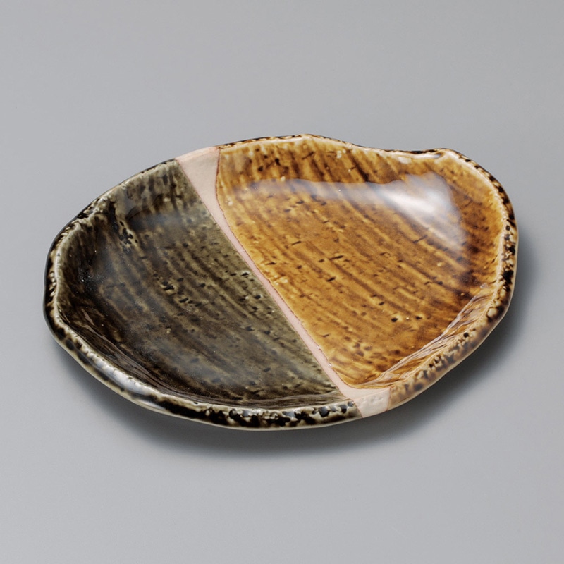 >山万 23602-570 黄瀬戸塗分変形7.0皿 1個(ご注文単位1個)【直送品】