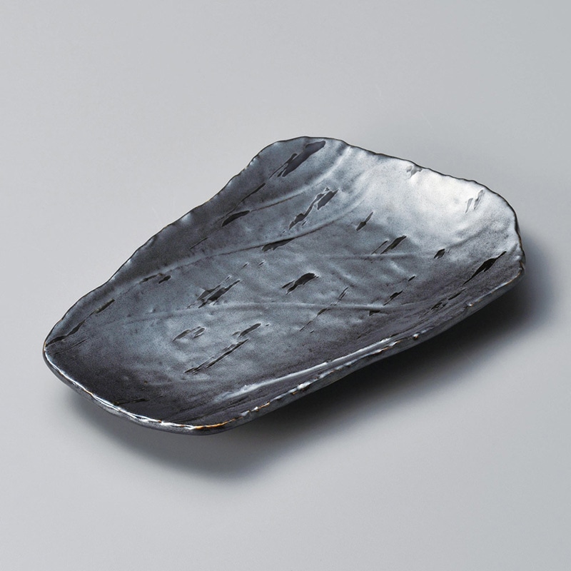 山万 23517-180 荒瀬黒8.0盛皿 1個(ご注文単位1個)【直送品】