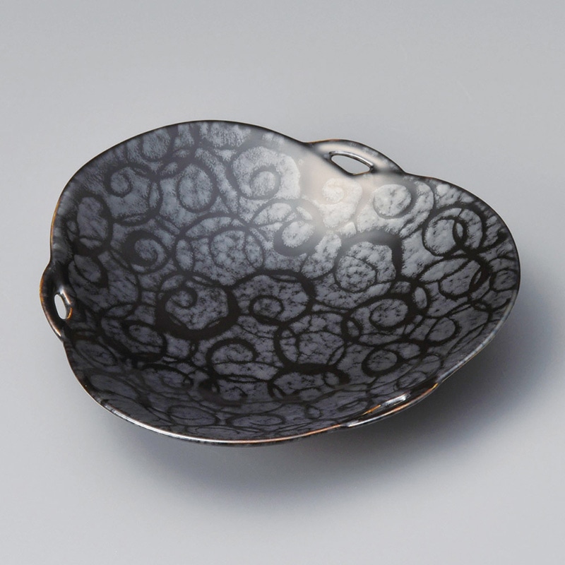 山万 23501-140 唐草銀彩三山前菜皿  1個（ご注文単位1個）【直送品】