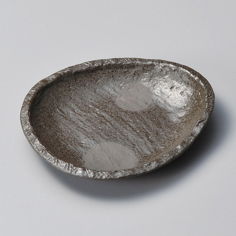 山万 23502-250 炭化ボタモチ縄渕6.3寸皿  1個（ご注文単位1個）【直送品】