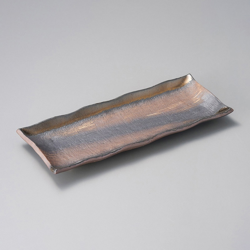 山万 24103-650 金彩さんま皿(萬古焼)  1個（ご注文単位1個）【直送品】