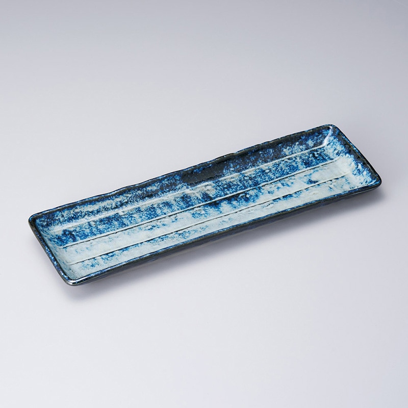 山万 24308-450 長角皿ナマコブルー  1個（ご注文単位1個）【直送品】