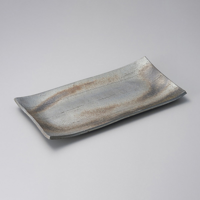 山万 23703-660 黒銀彩10.3長方皿  1個（ご注文単位1個）【直送品】