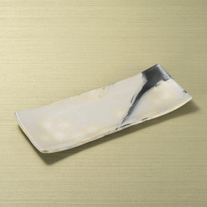 山万 24009-660 白化粧ぼかし長角皿(信楽焼)  1個（ご注文単位1個）【直送品】
