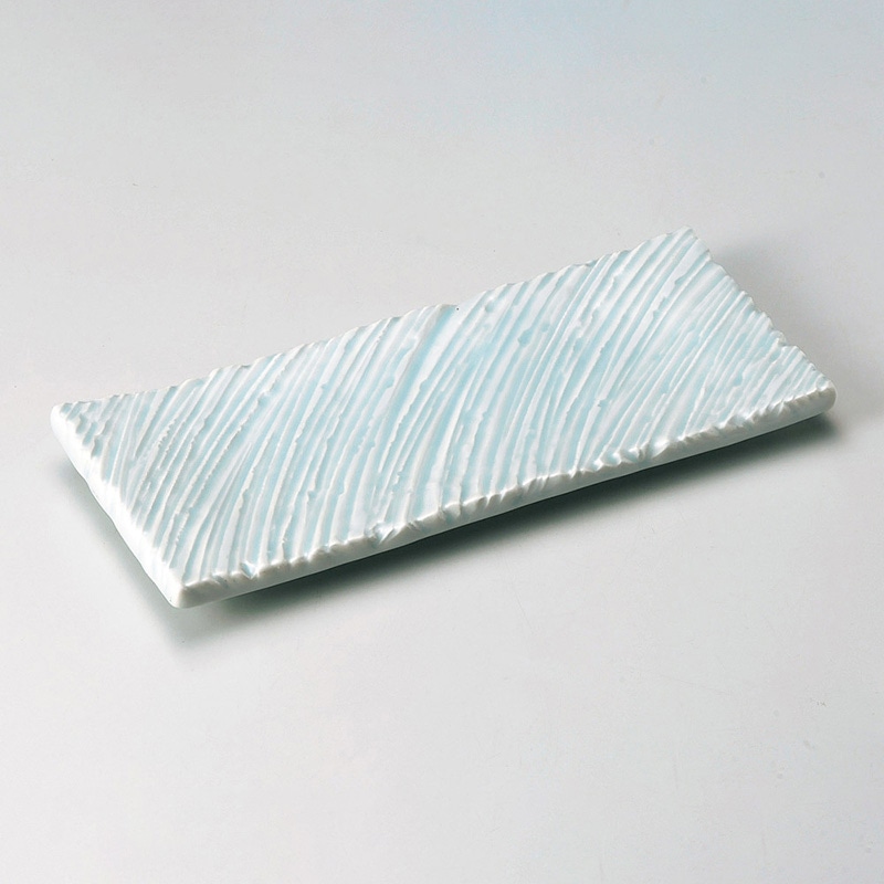 山万 24008-140 青磁しのぎ10.0長角皿  1個（ご注文単位1個）【直送品】