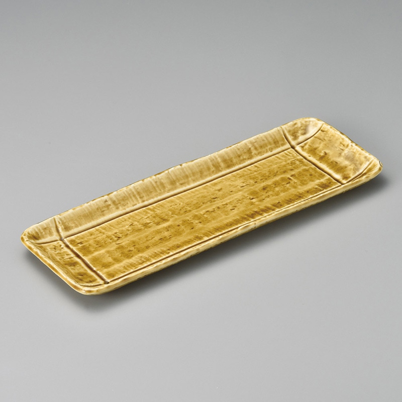 山万 24302-570 黄瀬戸削ぎ格子サンマ皿  1個（ご注文単位1個）【直送品】