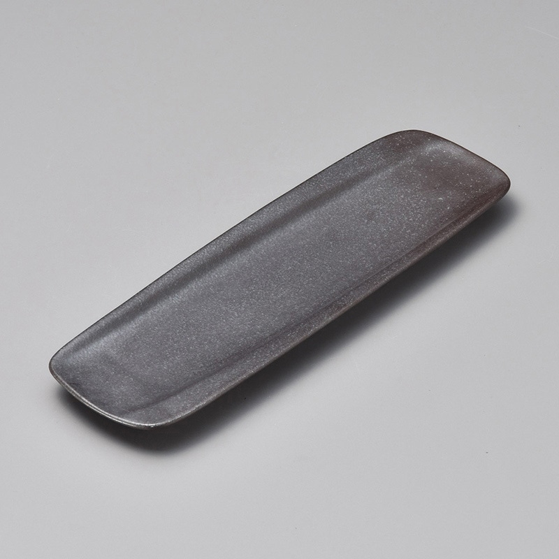 山万 24315-170 いぶし黒長角変形さんま皿 1個（ご注文単位1個）【直送品】