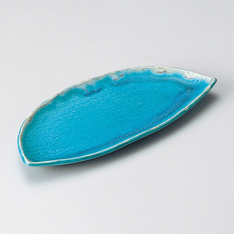 山万 24101-570 トルコブルー半月さんま皿 1個（ご注文単位1個）【直送品】