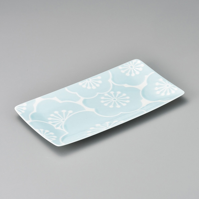 山万 24015-730 はふり長角皿 梅・青 波佐見焼 1個（ご注文単位1個）【直送品】