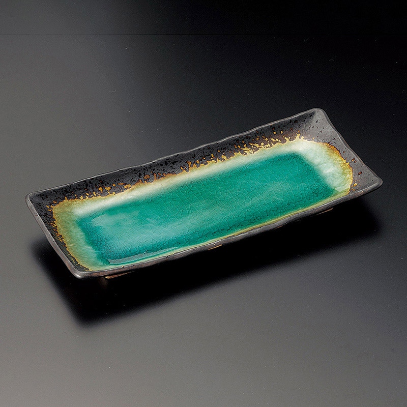 山万 24311-100 緑彩サンマ皿 1個（ご注文単位1個）【直送品】