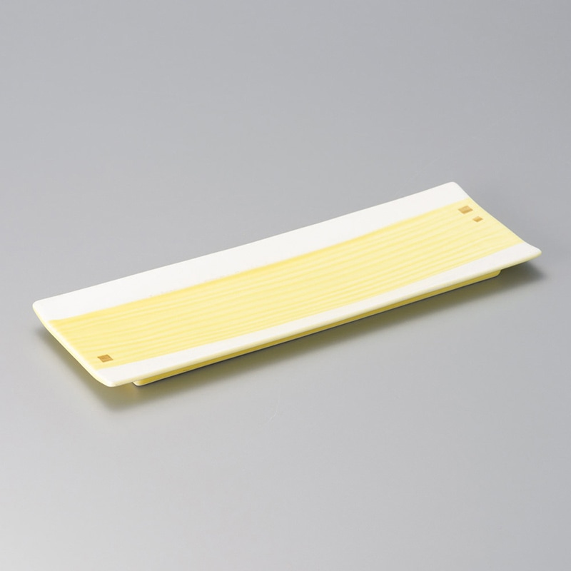 山万 24508-250 イエロー釉金箔31cm長角皿 1個（ご注文単位1個）【直送品】