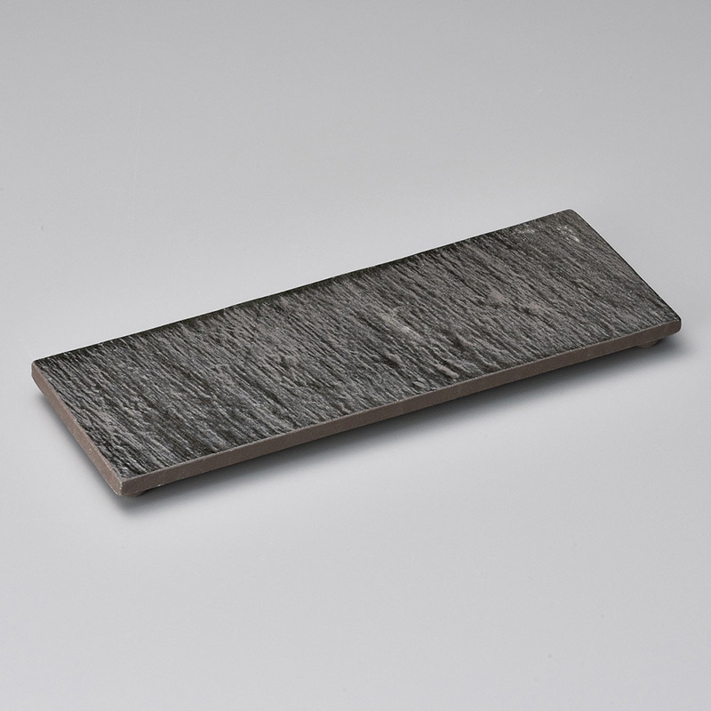 山万 25110-460 黒陶石目四つ足さんま皿 1個（ご注文単位1個）【直送品】