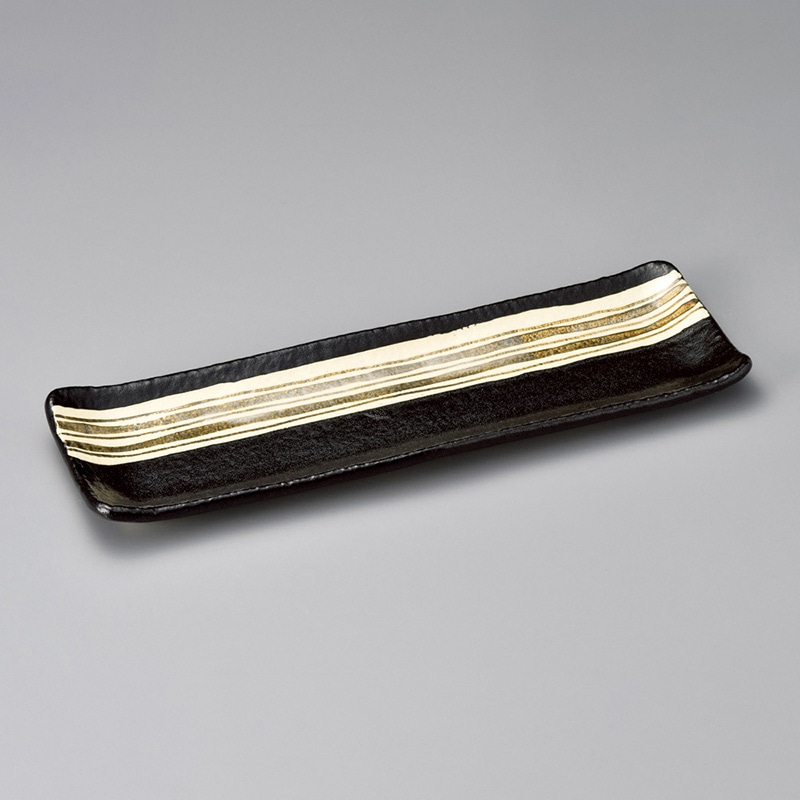 山万 24710-580 ゆず黒錆十草長皿 1個（ご注文単位1個）【直送品】