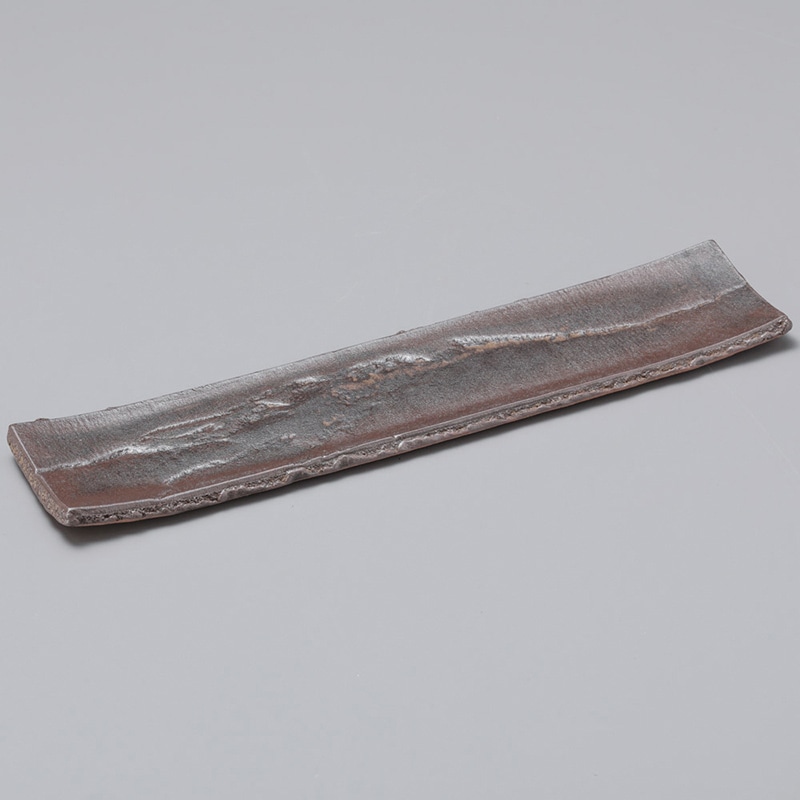 山万 24709-460 灰流し石目半切細長皿 1個（ご注文単位1個）【直送品】