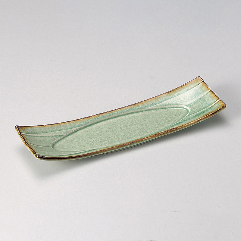 山万 24705-550 ビードロ灰釉渕錆12寸長角四方 1個（ご注文単位1個）【直送品】