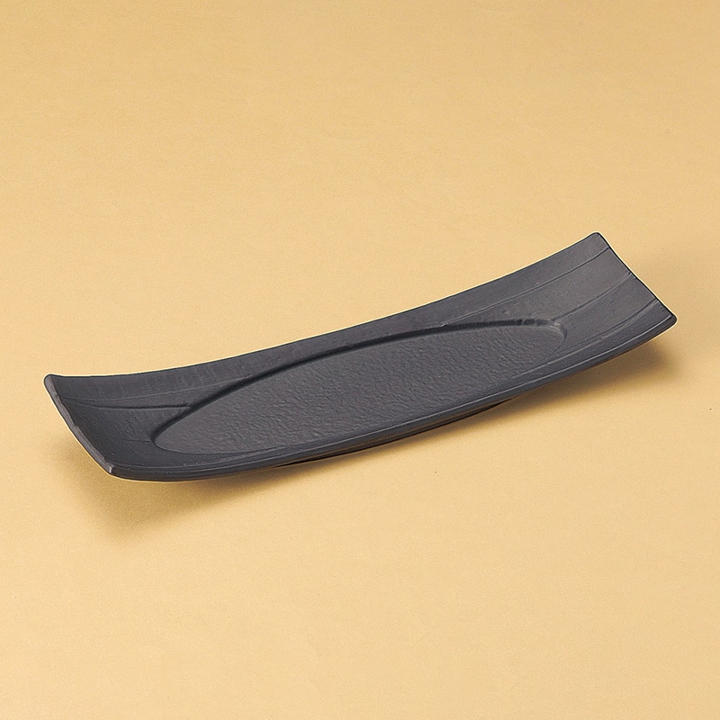 山万 24801-240 黒いぶし12吋長角四方皿 1個（ご注文単位1個）【直送品】