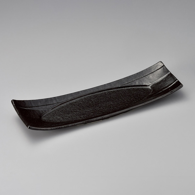 山万 24707-550 瀬戸黒12.0寸長角四方皿 1個（ご注文単位1個）【直送品】