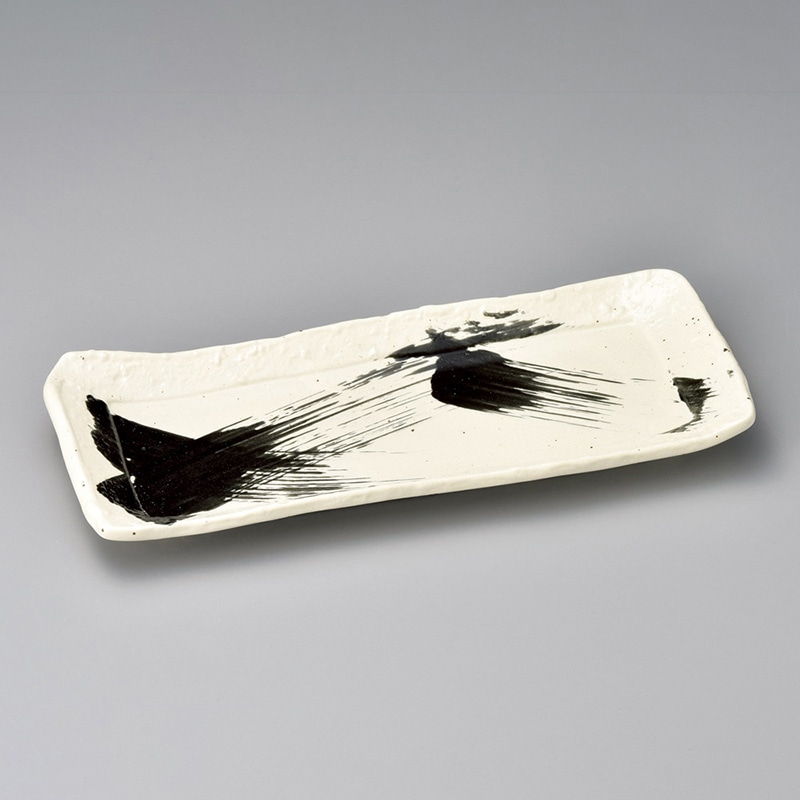 山万 25215-290 黒刷毛目焼物皿 1個（ご注文単位1個）【直送品】