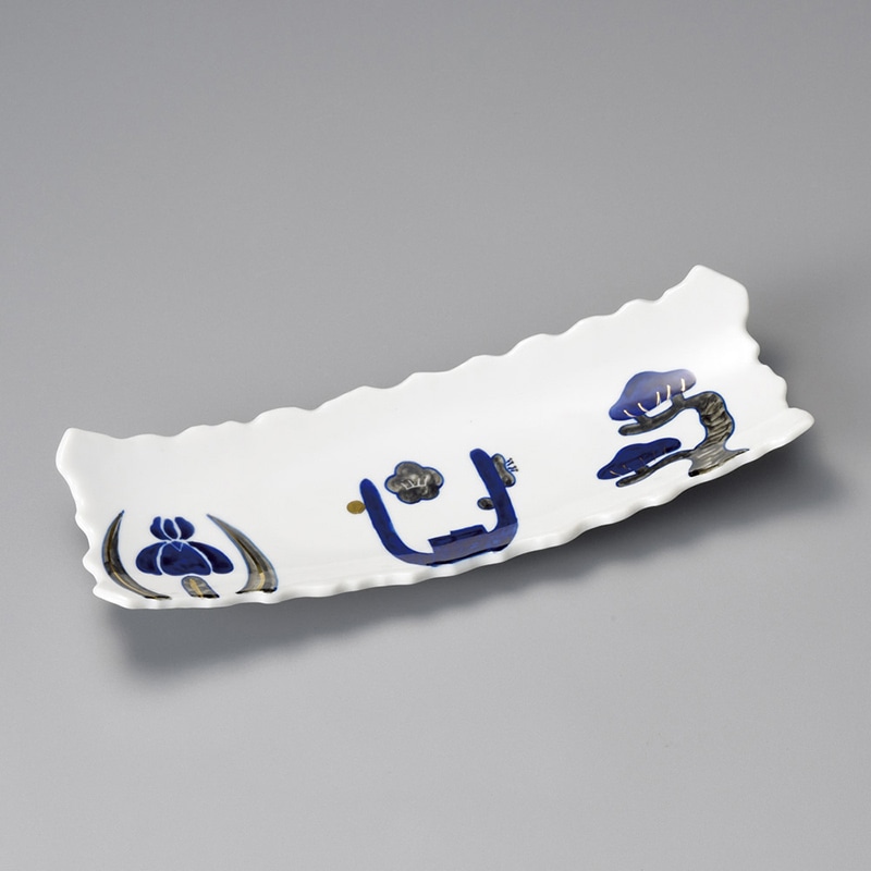 山万 25109-170 ちぎり染付突出皿 1個（ご注文単位1個）【直送品】