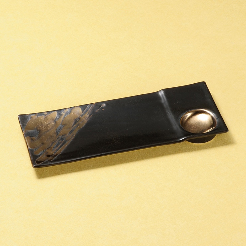 山万 25119-460 金しぶき長角皿(黒) 1個（ご注文単位1個）【直送品】