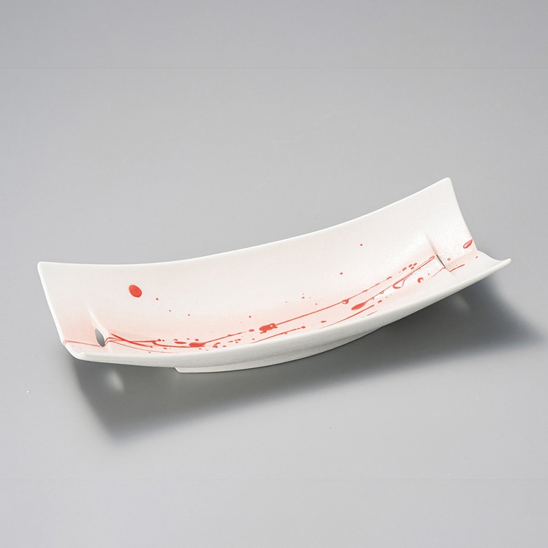 山万 25205-170 赤一珍飛ばし菱透かし8寸長皿 1個（ご注文単位1個）【直送品】