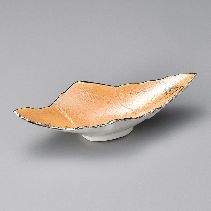 山万 25504-460 渕金黄吹ラスターちぎり菱型鉢 1個（ご注文単位1個）【直送品】