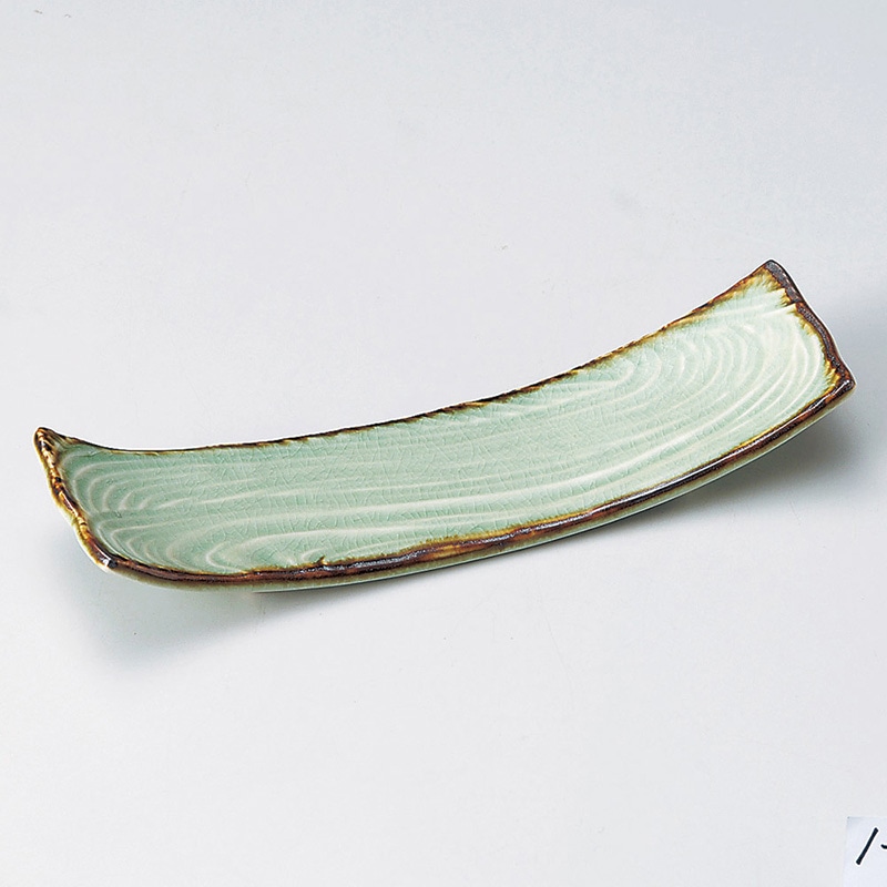 山万 25512-550 ビードロ灰釉渕錆流水型前菜皿 1個（ご注文単位1個）【直送品】