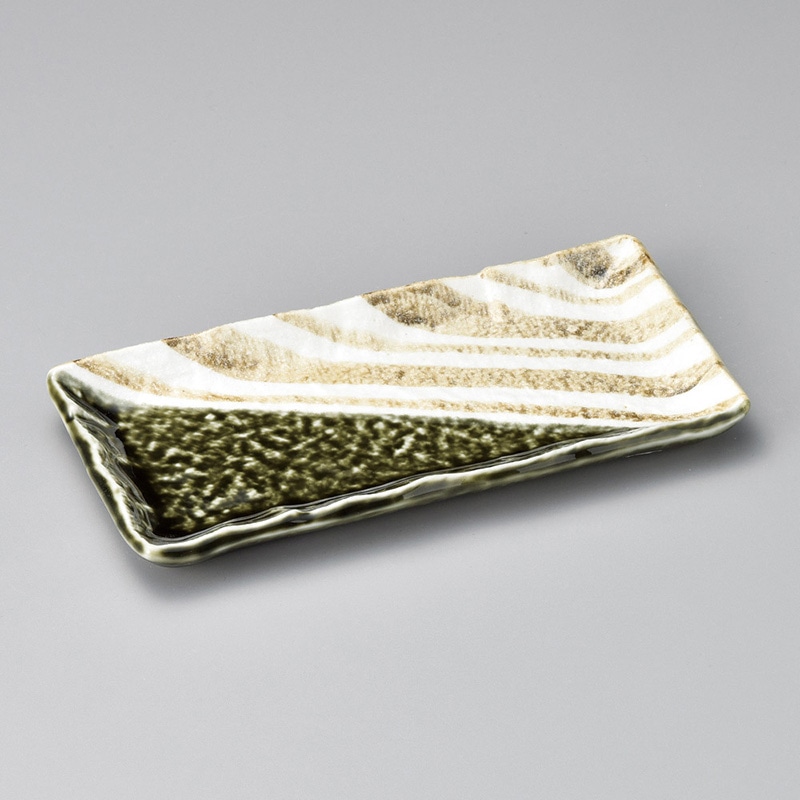 山万 25617-550 織部ストライプ突出皿 1個（ご注文単位1個）【直送品】