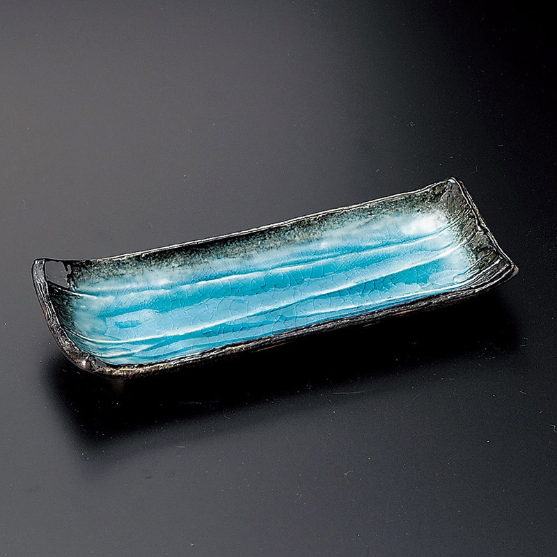 山万 25712-190 黒流ブルー突出皿 1個（ご注文単位1個）【直送品】