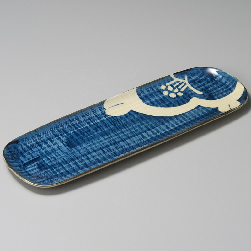 山万 26003-580 片椿ナデ角さんま皿 1個（ご注文単位1個）【直送品】