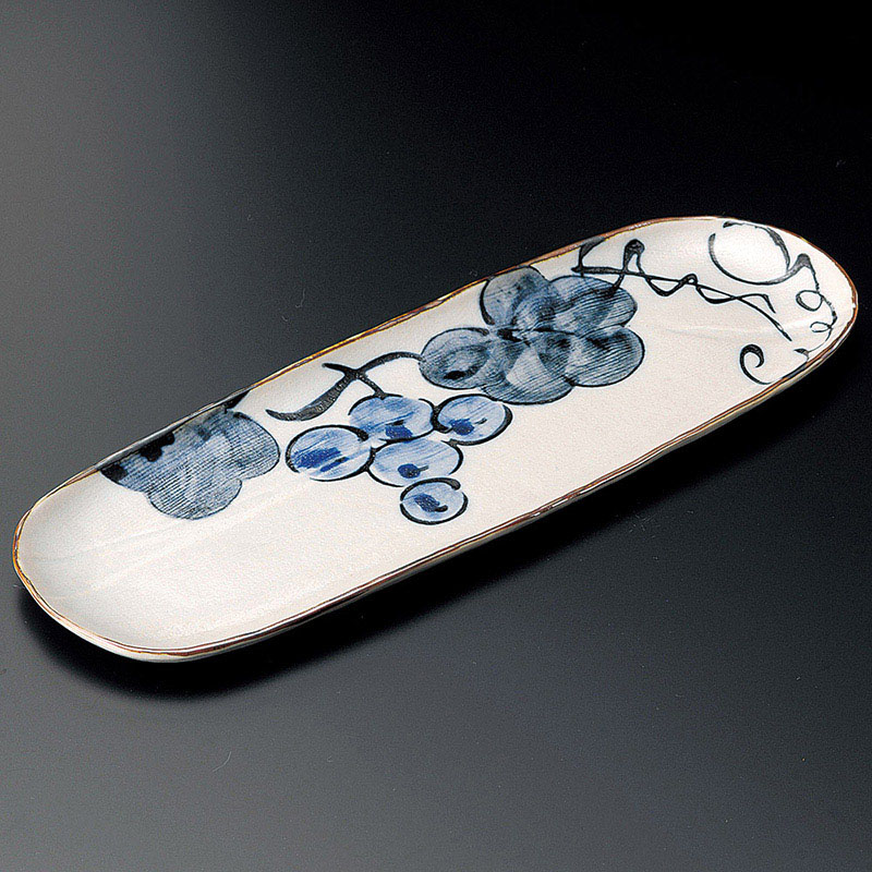 山万 25910-510 染付ぶどうさんま皿 1個（ご注文単位1個）【直送品】