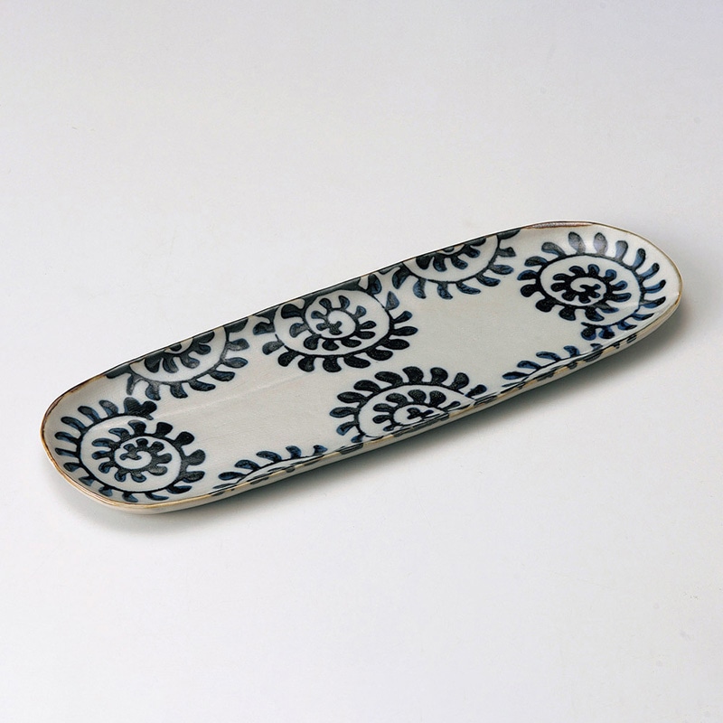 山万 25912-510 染付たこ唐草さんま皿 1個（ご注文単位1個）【直送品】