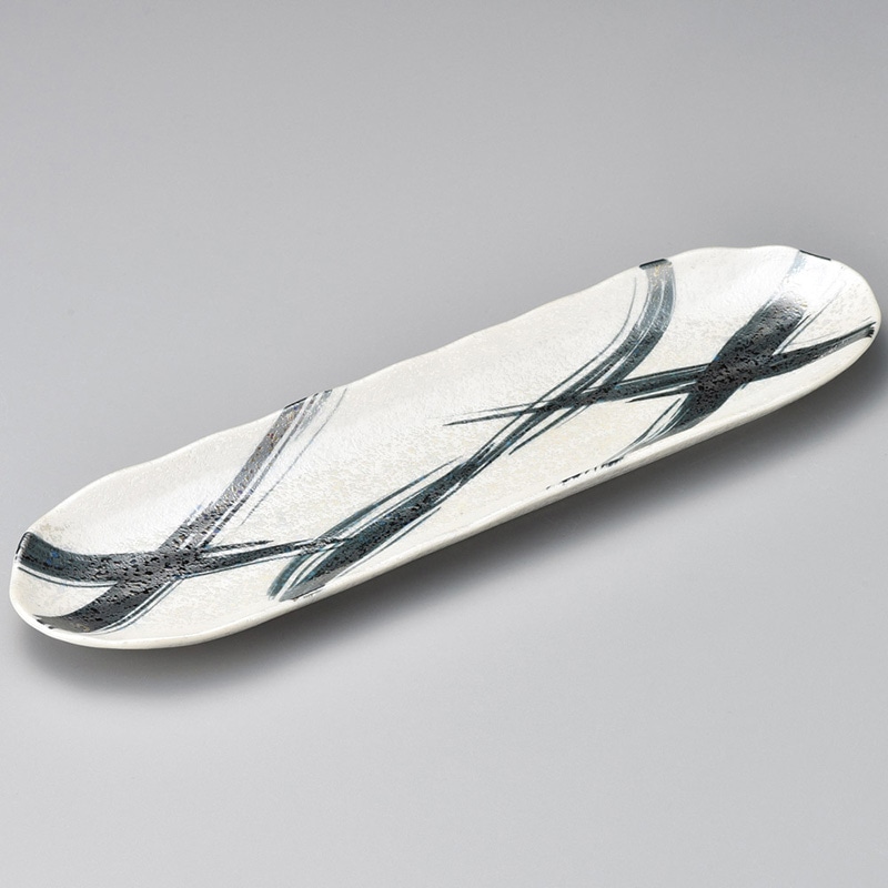 山万 26002-130 黒ラスター楕円長皿 1個（ご注文単位1個）【直送品】