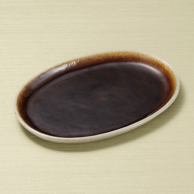 山万 25908-550 ブラウン8.5小判皿 1個（ご注文単位1個）【直送品】