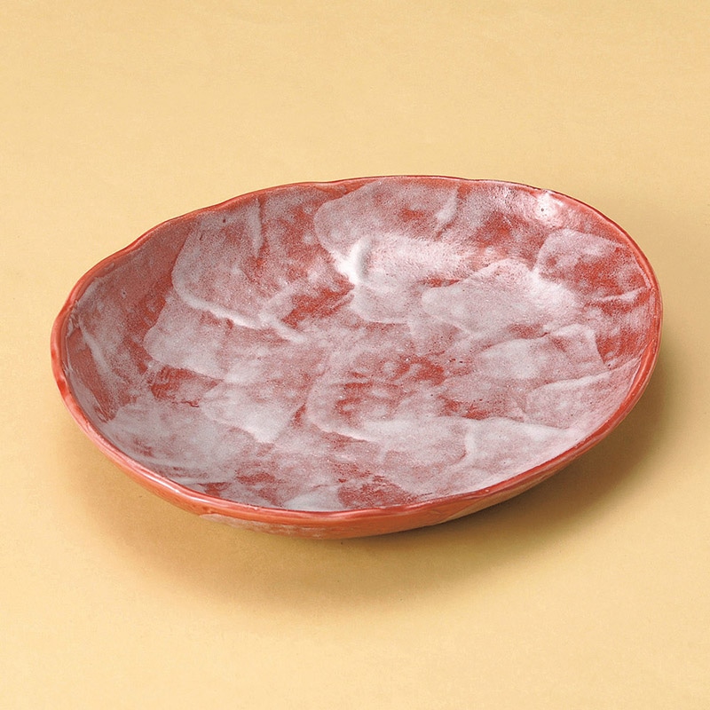 山万 26105-030 赤彩花シリーズダ円中皿 1個（ご注文単位1個）【直送品】