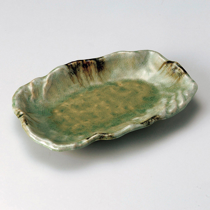 山万 26203-640 砂ビードロ変形多用皿(萬古焼) 1個（ご注文単位1個）【直送品】