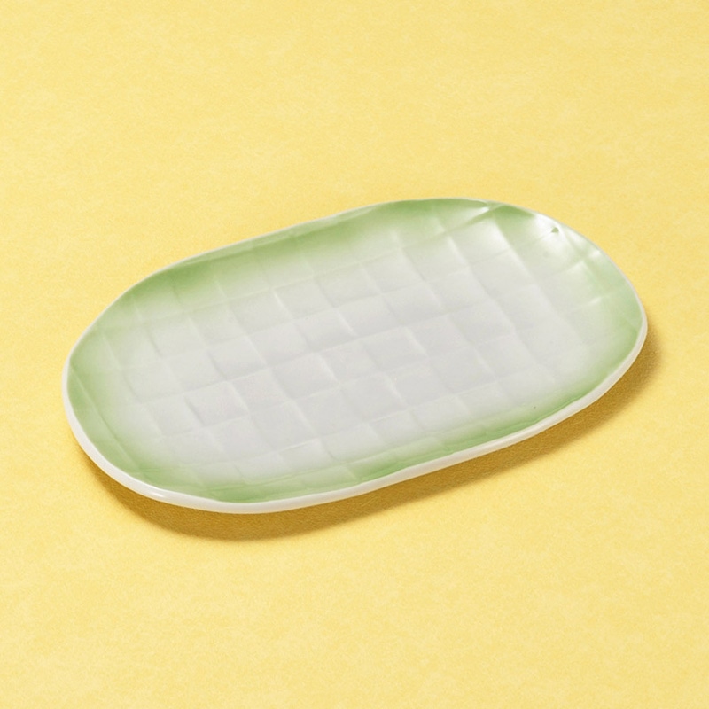 山万 26107-580 ヒワ吹格子小判多用皿 1個（ご注文単位1個）【直送品】