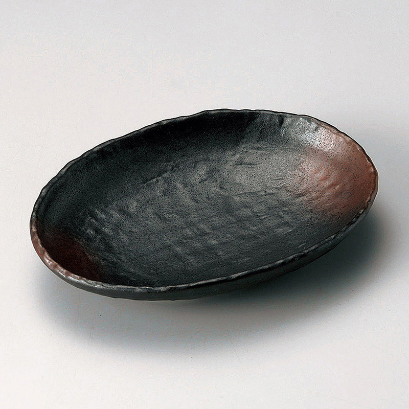 山万 26206-020 備前風石目7.0小判皿 1個（ご注文単位1個）【直送品】
