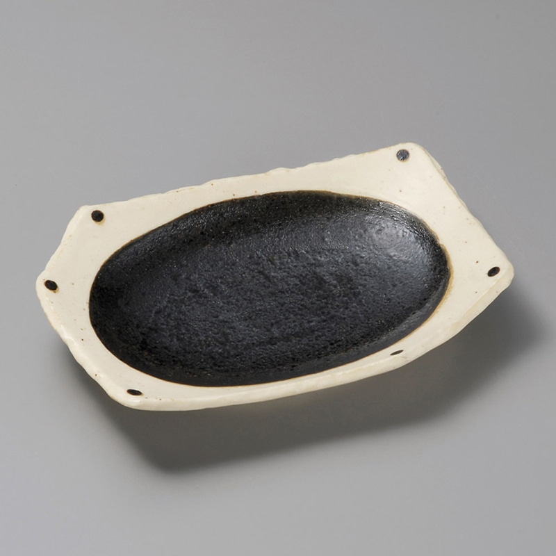 山万 23611-100 和黒ちぎり型 前菜皿 1個（ご注文単位1個）【直送品】